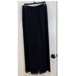 Vintage Alex Evenings Black Chiffon Dress Pants Wide Leg Elastic Waist EUC